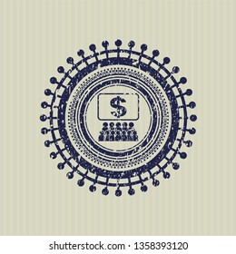 Blue business congress icon inside distress rubber grunge seal