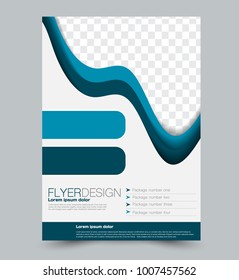 Blue business flyer. a4 pribtable poster or brochure. Vector illustration. Blue color.