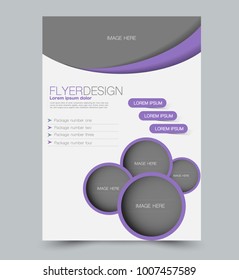 Blue business flyer. a4 pribtable poster or brochure. Vector illustration. Purple color.
