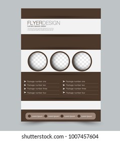 Blue business flyer. a4 pribtable poster or brochure. Vector illustration. Brown color.