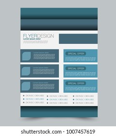 Blue business flyer. a4 pribtable poster or brochure. Vector illustration. Blue color.