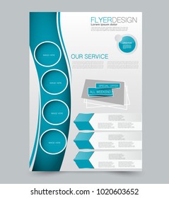 Blue Business Flyer. A4 Pribtable Poster Or Brochure. Vector Illustration.