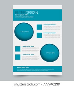 Blue business flyer. a4 pribtable poster. Vector illustration.