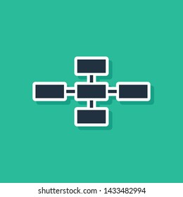 Blue Business hierarchy organogram chart infographics icon isolated on green background. Corporate organizational structure graphic elements.  Vector Illustration