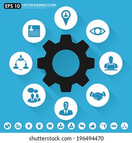 Blue business icon set