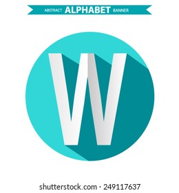 Blue business icon with shadow. letter w