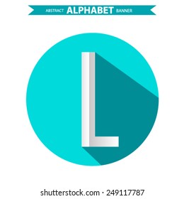 Blue business icon with shadow. letter l