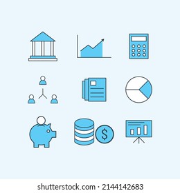 Blue Business Icons and Illustrations Set. This is a collection of illustrations and icons about business