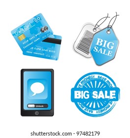blue business icons over white background. vector