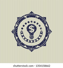 Blue business idea icon inside distress grunge stamp