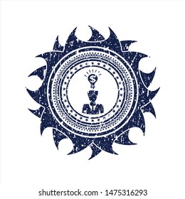 Blue business idea icon inside rubber texture