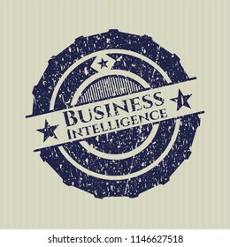 Blue Business Intelligence distressed rubber seal