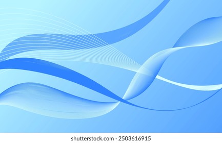 blue business lines wave curves on smooth gradient abstract background