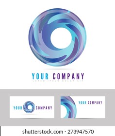 Blue business logo icon vector with business card template