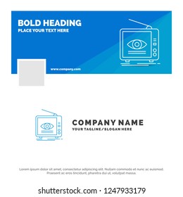 Blue Business Logo Template for Ad, broadcast, marketing, television, tv. Facebook Timeline Banner Design. vector web banner background illustration