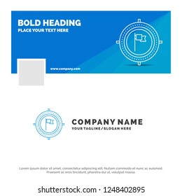 Blue Business Logo Template for Aim, business, deadline, flag, focus. Facebook Timeline Banner Design. vector web banner background illustration