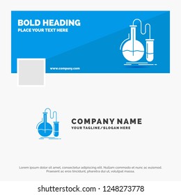 Blue Business Logo Template for Analysis, chemistry, flask, research, test. Facebook Timeline Banner Design. vector web banner background illustration