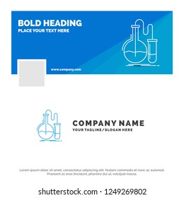 Blue Business Logo Template for Analysis, chemistry, flask, research, test. Facebook Timeline Banner Design. vector web banner background illustration