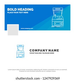 Blue Business Logo Template for Arcade, console, game, machine, play. Facebook Timeline Banner Design. vector web banner background illustration