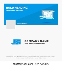 Blue Business Logo Template for Architecture, blueprint, circuit, design, engineering. Facebook Timeline Banner Design. vector web banner background illustration