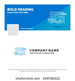 Blue Business Logo Template for Architecture, blueprint, circuit, design, engineering. Facebook Timeline Banner Design. vector web banner background illustration