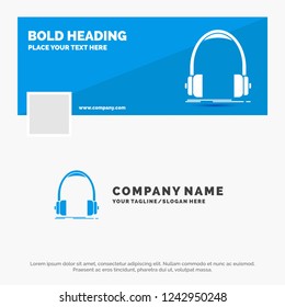 Blue Business Logo Template for Audio, headphone, headphones, monitor, studio. Facebook Timeline Banner Design. vector web banner background illustration