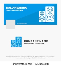 Blue Business Logo Template for Audio, hifi, monitor, speaker, studio. Facebook Timeline Banner Design. vector web banner background illustration