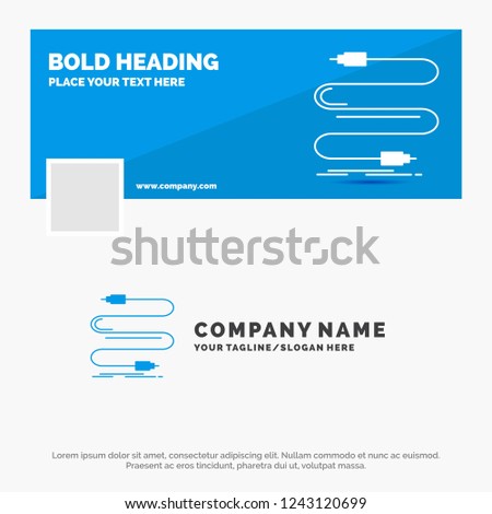 Blue Business Logo Template for audio, cable, cord, sound, wire. Facebook Timeline Banner Design. vector web banner background illustration