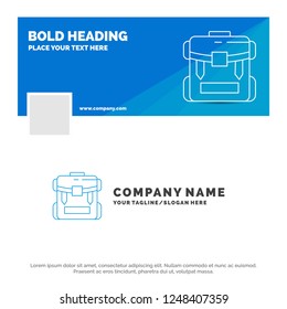 Blue Business Logo Template for bag, camping, zipper, hiking, luggage. Facebook Timeline Banner Design. vector web banner background illustration
