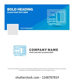 Blue Business Logo Template for Blueprint, design, drawing, plan, prototype. Facebook Timeline Banner Design. vector web banner background illustration