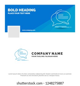 Blue Business Logo Template for Bubble, chat, communication, speech, talk. Facebook Timeline Banner Design. vector web banner background illustration