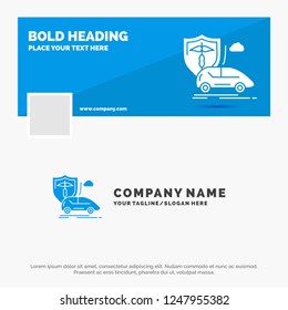 Blue Business Logo Template for car, hand, insurance, transport, safety. Facebook Timeline Banner Design. vector web banner background illustration