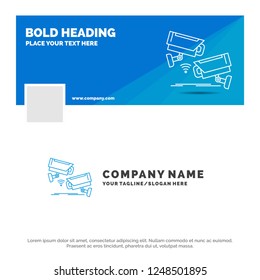 Blue Business Logo Template for CCTV, Camera, Security, Surveillance, Technology. Facebook Timeline Banner Design. vector web banner background illustration