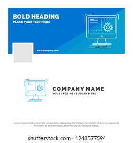 Blue Business Logo Template for Command, computer, function, process, progress. Facebook Timeline Banner Design. vector web banner background illustration
