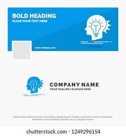 Blue Business Logo Template for creative, creativity, head, idea, thinking. Facebook Timeline Banner Design. vector web banner background illustration