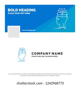 Blue Business Logo Template for Data, extraction, head, knowledge, sharing. Facebook Timeline Banner Design. vector web banner background illustration