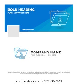 Blue Business Logo Template for encryption, files, folder, network, secure. Facebook Timeline Banner Design. vector web banner background illustration