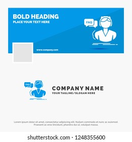 Blue Business Logo Template for FAQ, Assistance, call, consultation, help. Facebook Timeline Banner Design. vector web banner background illustration