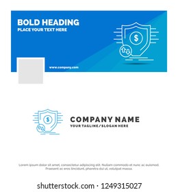 Blue Business Logo Template for Finance, financial, money, secure, security. Facebook Timeline Banner Design. vector web banner background illustration