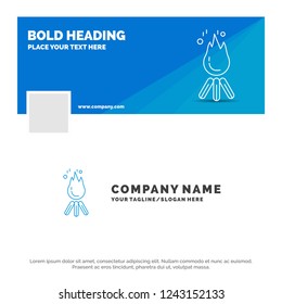 Blue Business Logo Template for fire, flame, bonfire, camping, camp. Facebook Timeline Banner Design. vector web banner background illustration