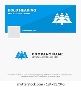 Blue Business Logo Template for forest, camping, jungle, tree, pines. Facebook Timeline Banner Design. vector web banner background illustration