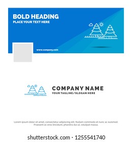Blue Business Logo Template for forest, camping, jungle, tree, pines. Facebook Timeline Banner Design. vector web banner background illustration
