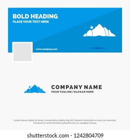 Blue Business Logo Template for hill, landscape, nature, mountain, scene. Facebook Timeline Banner Design. vector web banner background illustration