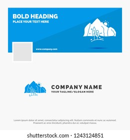Blue Business Logo Template for hill, landscape, nature, mountain, tree. Facebook Timeline Banner Design. vector web banner background illustration