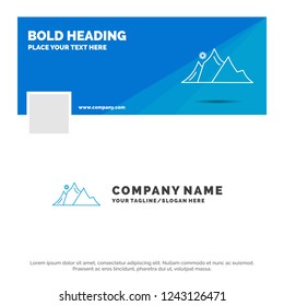 Blue Business Logo Template for hill, landscape, nature, mountain, sun. Facebook Timeline Banner Design. vector web banner background illustration