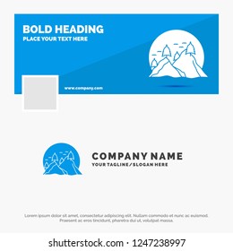Blue Business Logo Template for hill, landscape, nature, mountain, sun. Facebook Timeline Banner Design. vector web banner background illustration