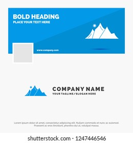 Blue Business Logo Template for hill, landscape, nature, mountain, sun. Facebook Timeline Banner Design. vector web banner background illustration
