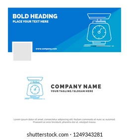 Blue Business Logo Template for implementation, mass, scale, scales, volume. Facebook Timeline Banner Design. vector web banner background illustration