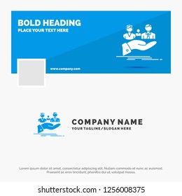 Blue Business Logo Template for insurance, health, family, life, hand. Facebook Timeline Banner Design. vector web banner background illustration