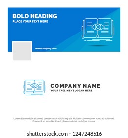 Blue Business Logo Template for knowledge, book, eye, view, growth. Facebook Timeline Banner Design. vector web banner background illustration